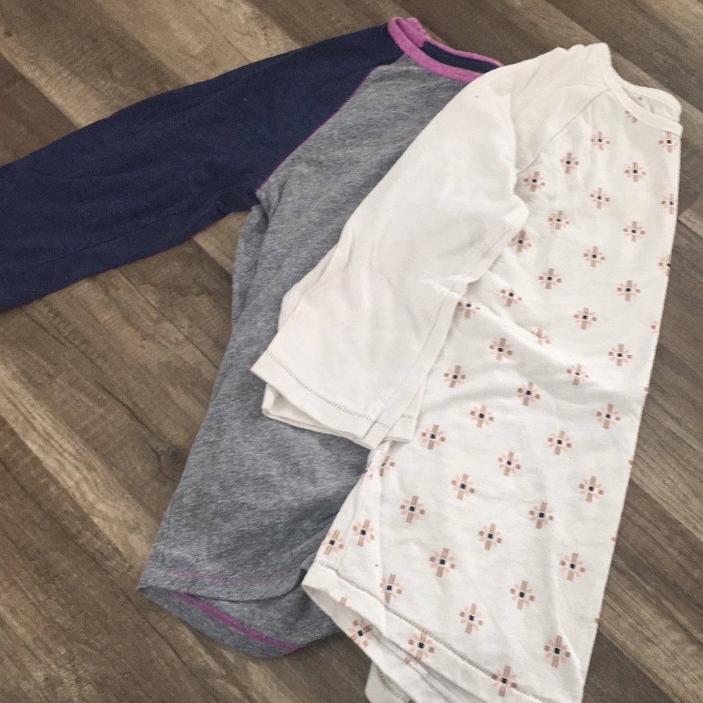 Two baseball style tees. 3/4 sleeve